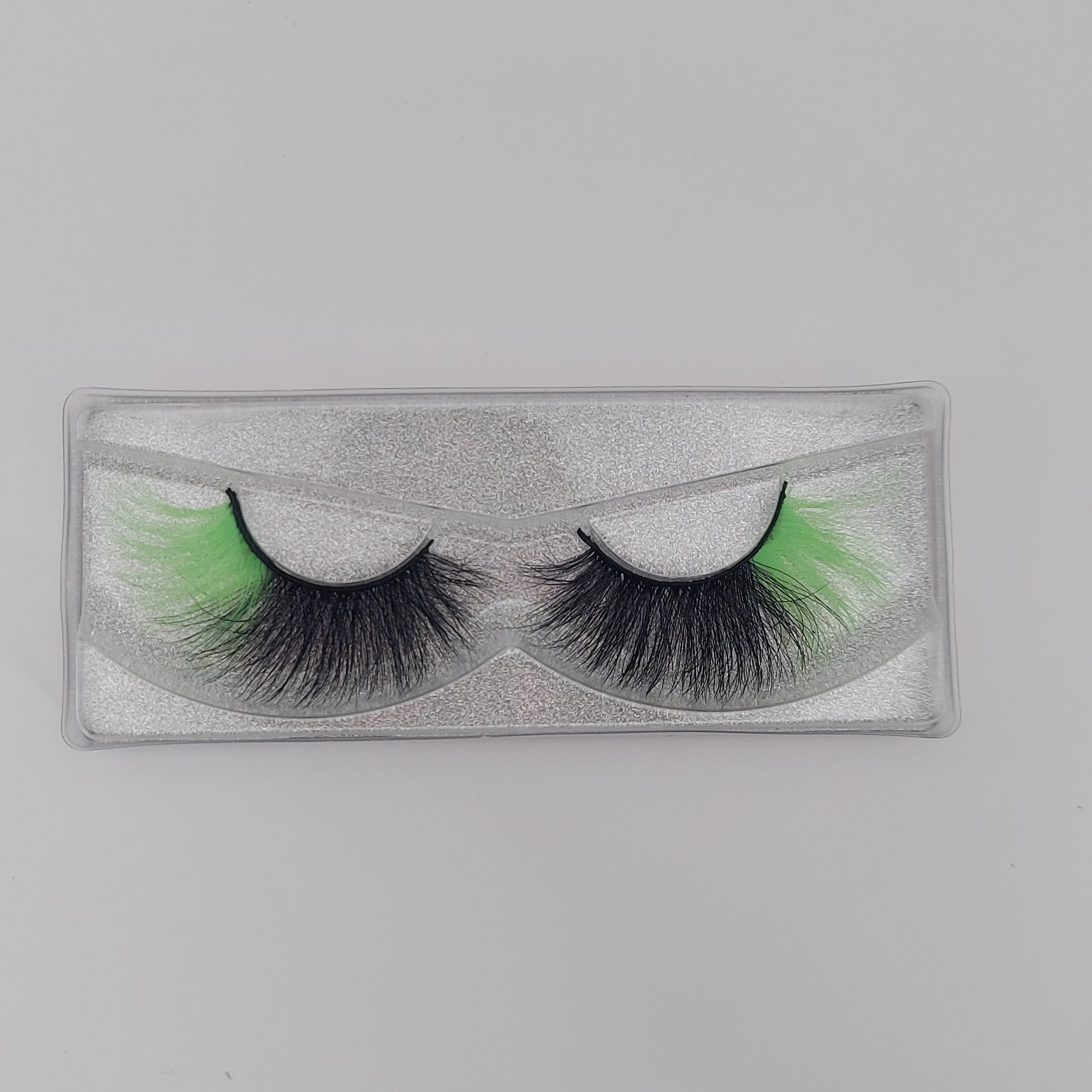 Colored Faux Mink Strip Lashes - Light Green