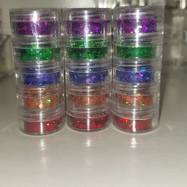 5 stack chunky glitter jars