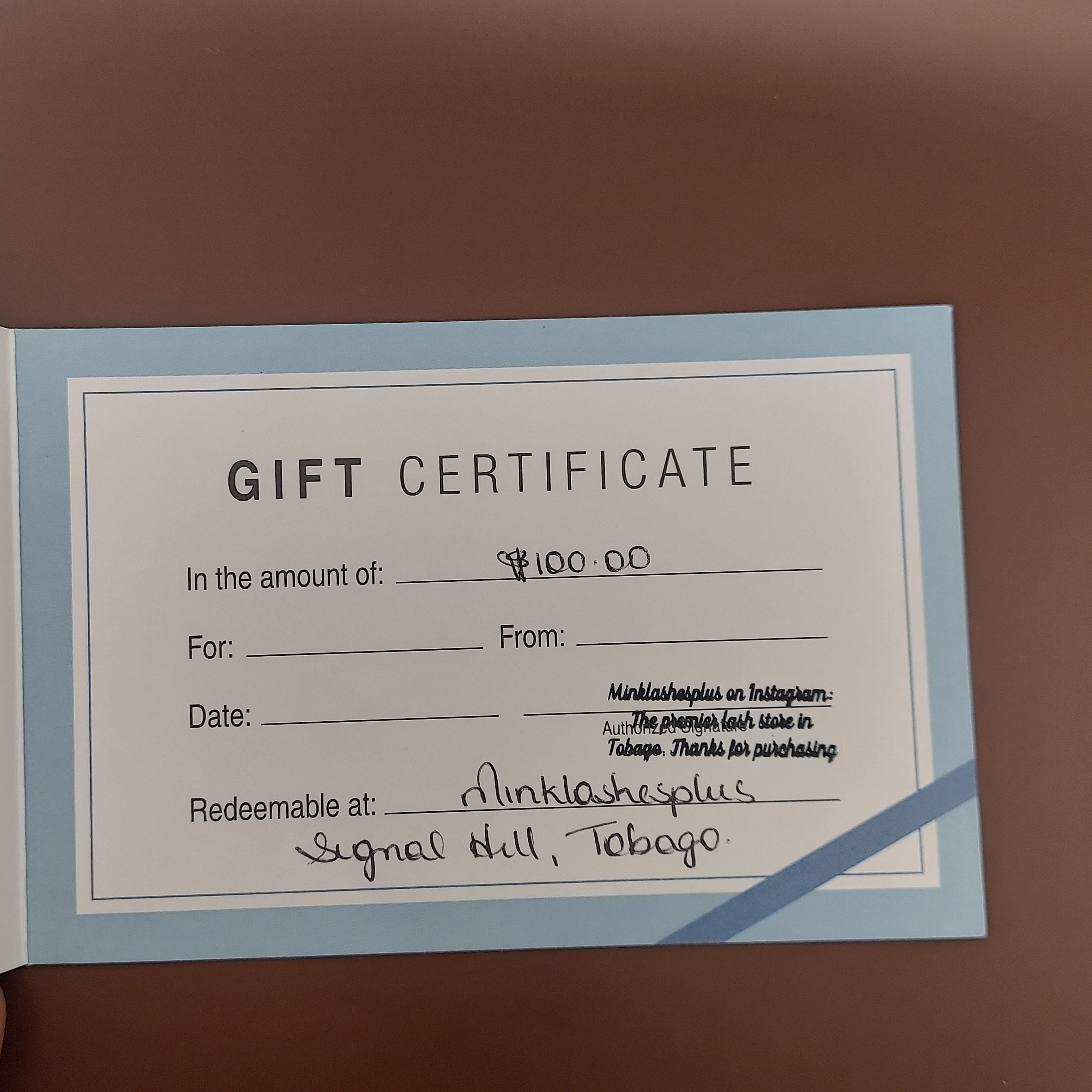 Gift certificate