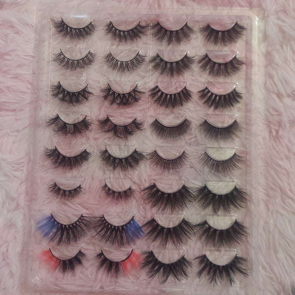 16 pairs faux mink strip eyelashes