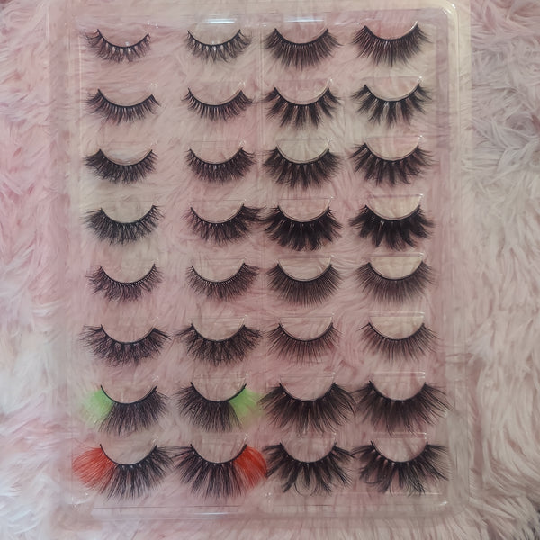 16 pairs faux mink strip eyelashes