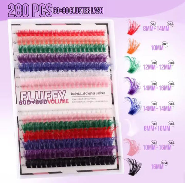 Colored cluster eyelashes