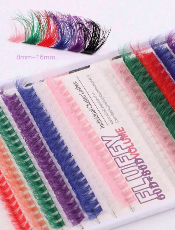 Colored cluster eyelashes