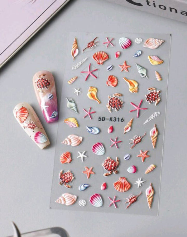 Beach theme nail stickers