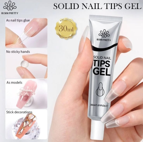 Solid nail tip gel