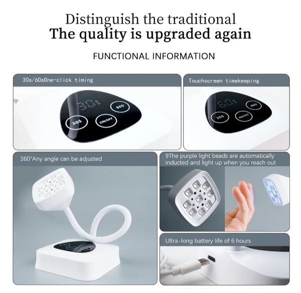 Flash curing rechargeable UV/LED nail lamp