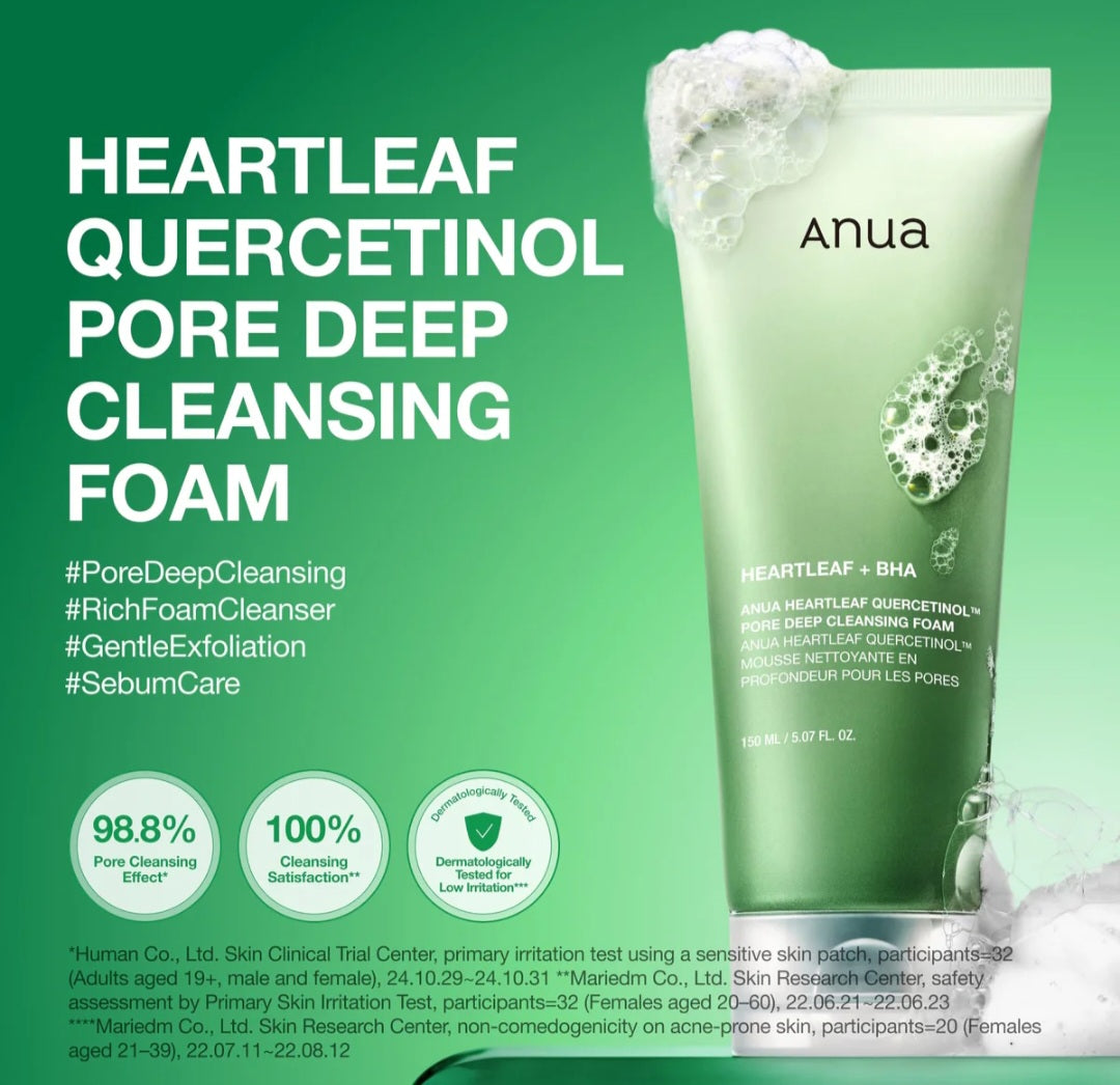 Anua Heartleaf quercetinol pore deep cleansing foam